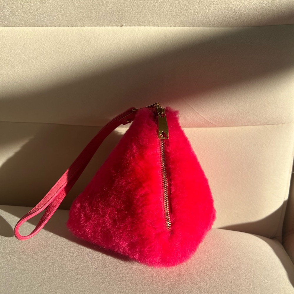Bottega Veneta Pink Fur Wristlet